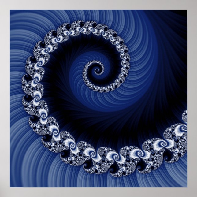 Fractal Blue Spiral Poster (Framsidan)
