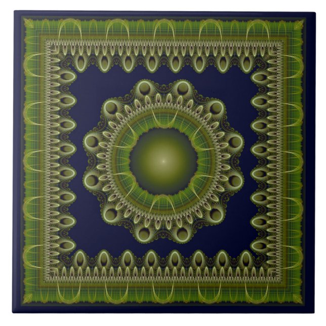 Fractal briljant framskriden mandala kakelplatta (Framsidan)