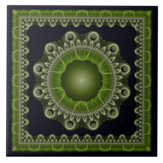 Fractal briljant framskriden mandala kakelplatta (Framsidan)