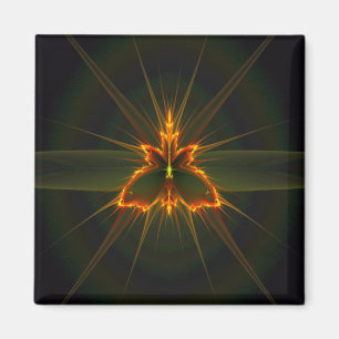 Fractal Butterfly på Black Background Magnet