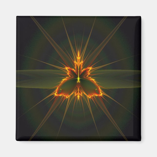 Fractal Butterfly på Black Background Magnet (Framsidan)