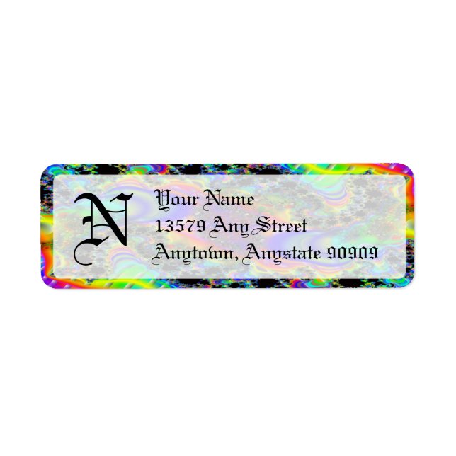 Fractal C~05 Monogram-Returetiketter Returadress Etikett (Framsidan)