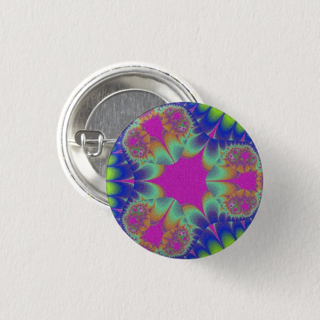 Fractal Cactus Bloom Knapp (Framsida & baksida)