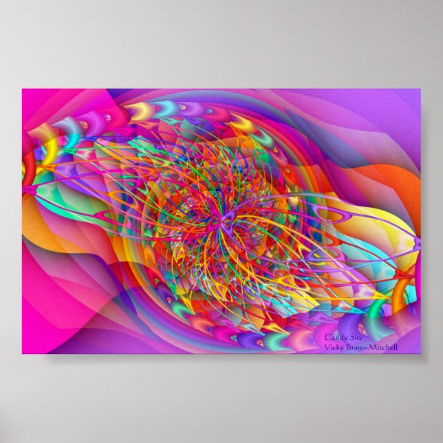 Fractal Candy Himlar Abstrakt Art Poster (Framsidan)