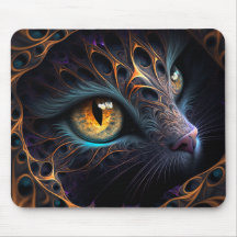 Fractal Cat Ansikte i Black och Vibrant Färg