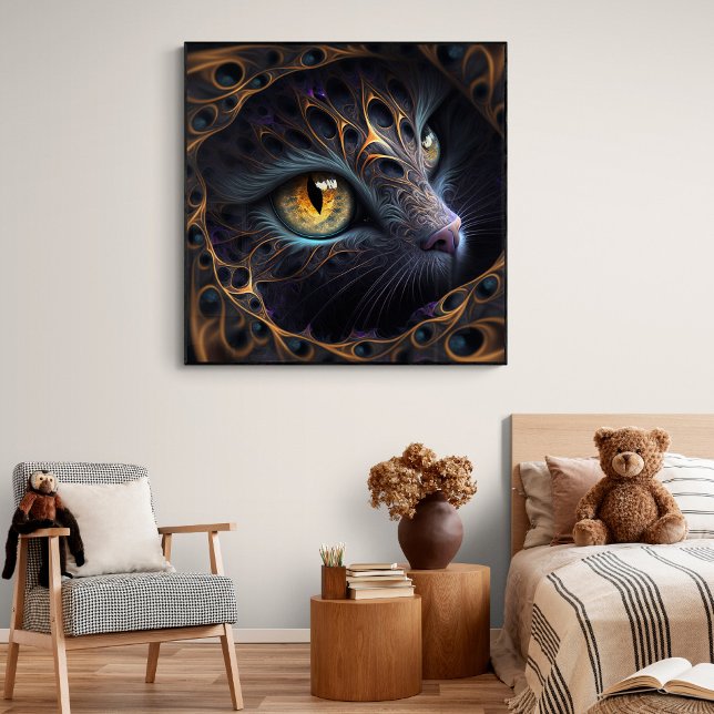 Fractal Cat Ansikte i Black och Vibrant Färg Poster (Skapare uppladdad)