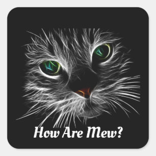 Fractal Cat Ansikte Sticker Fyrkantigt Klistermärke