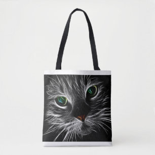 Fractal Cat Ansikte Tote Tygkasse