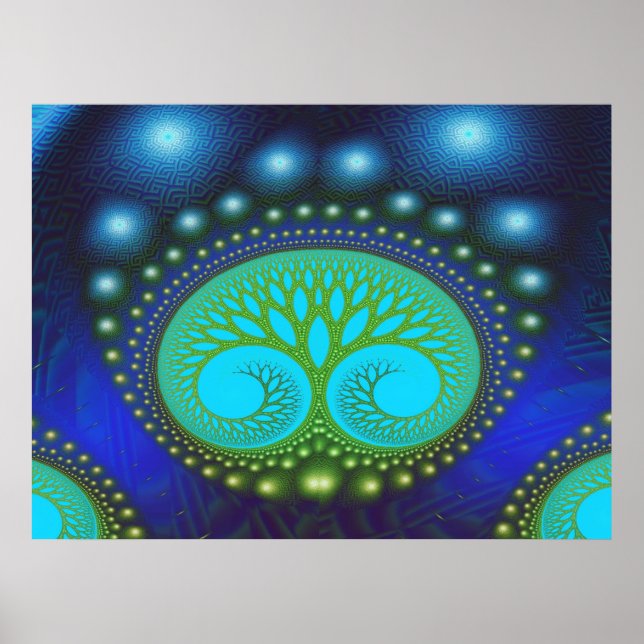 Fractal Celestial Forest Bra Abstrakt Art Poster (Framsidan)