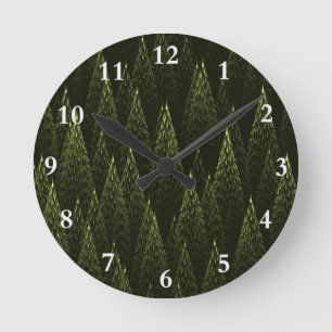 Fractal Conifer Forest Rund Klocka