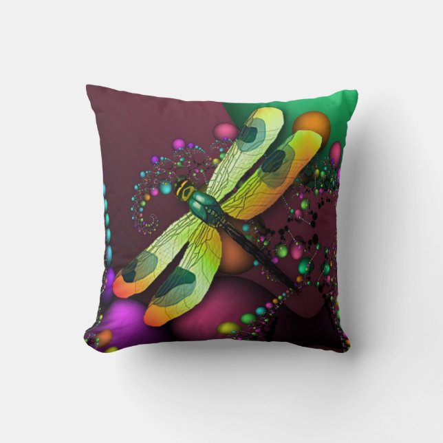 Fractal Dragonfly Pillow Kudde (Framsida)