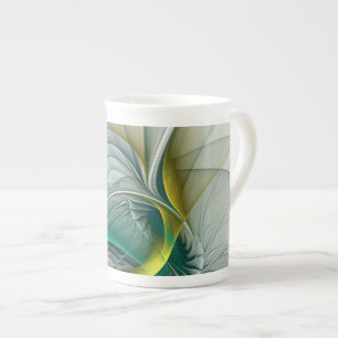Fractal Evolution, Golden Turquise Abstrakt Art Benporslin Mugg