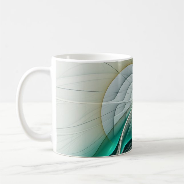 Fractal Evolution, Golden Turquise Abstrakt Art Kaffemugg (Vänster)