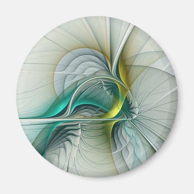 Fractal Evolution, Golden Turquise Abstrakt Art Magnet (Framsidan)