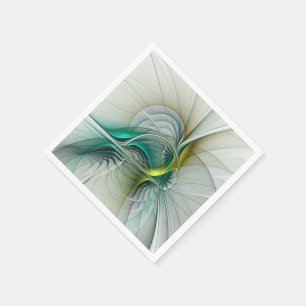 Fractal Evolution, Golden Turquise Abstrakt Art Pappersservett