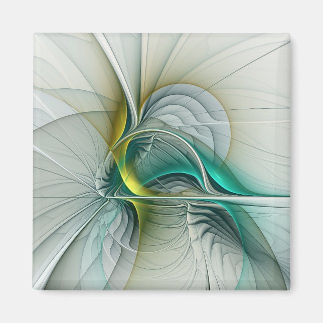 Fractal Evolution, Golden Turquoise Abstract Art Magnet (Framsidan)