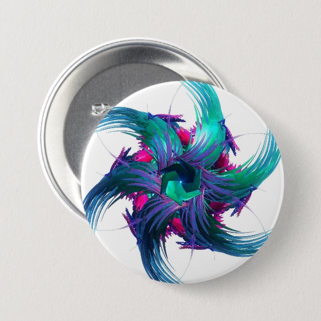 Fractal Fantasy Swirls Badge Knapp (Framsida & baksida)