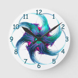 Fractal Fantasy Swirls Clock Rund Klocka