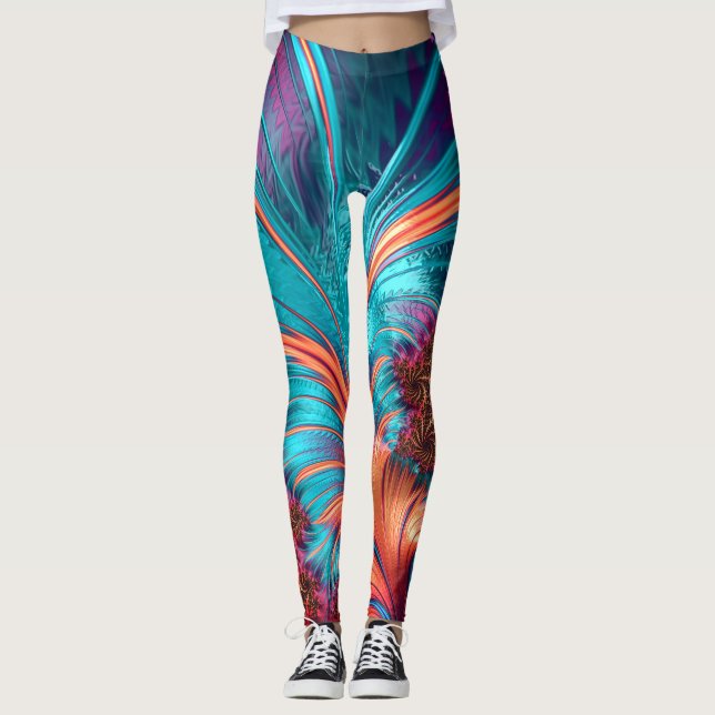 Fractal Feather Swirl Leggings (Framsida)