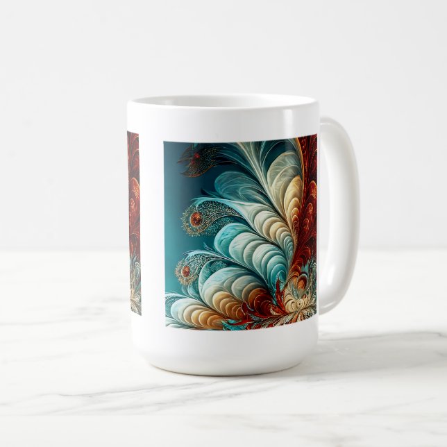 Fractal Feathers Classic Mugg, 15 oz Kaffemugg (Framsida höger)