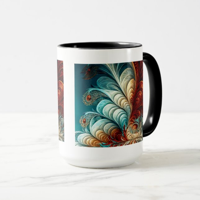 Fractal Feathers Combo Mugg, 15 oz Mugg (Framsida höger)