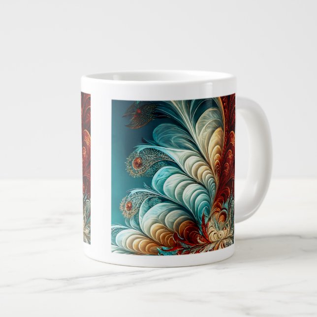 Fractal Feathers Jumbo Mugg (Framsida höger)