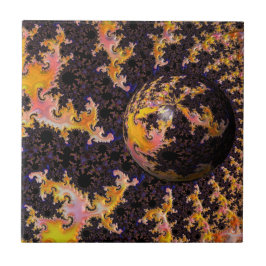 Fractal Firestorm Sphere Kakelplatta