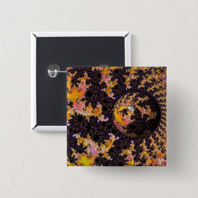 Fractal Firestorm Sphere Knapp (Framsida & baksida)