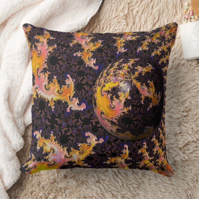 Fractal Firestorm Sphere Kudde (Filt)