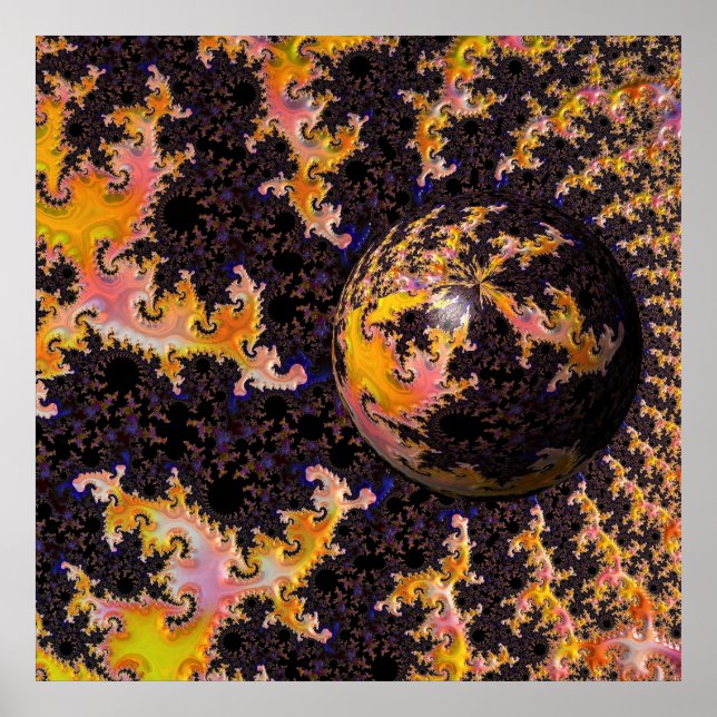 Fractal Firestorm Sphere Poster (Framsidan)