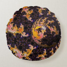 Fractal Firestorm Sphere Rund Kudde