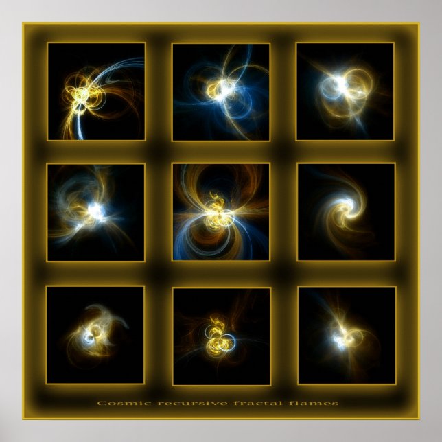 Fractal Flames-komp. - beige Poster (Framsidan)