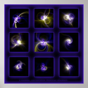 Fractal Flames-komp. - blå Poster