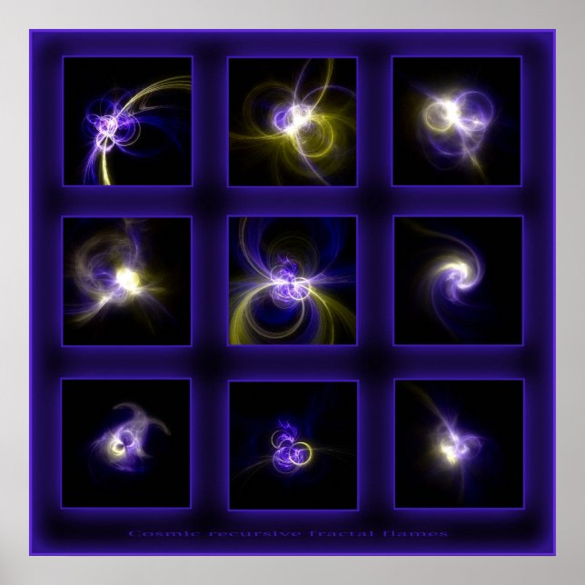 Fractal Flames-komp. - blå Poster (Framsidan)