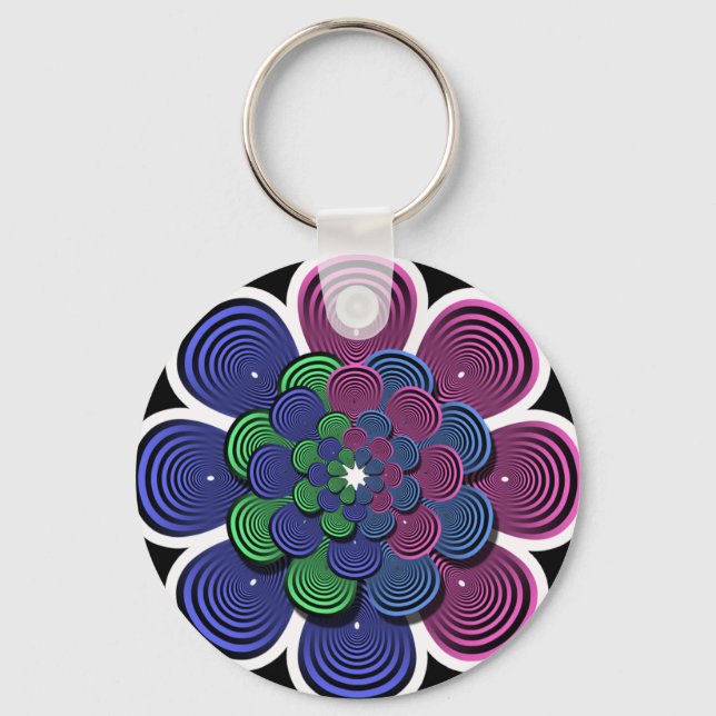 Fractal Flower Nyckelring (Framsida)