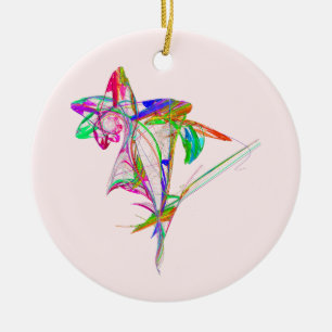 Fractal - Flower och Bud Julgransprydnad Keramik
