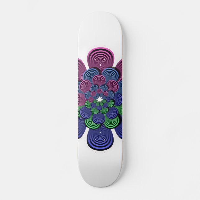 Fractal Flower Old School Skateboard Bräda 18 Cm (Framsida)