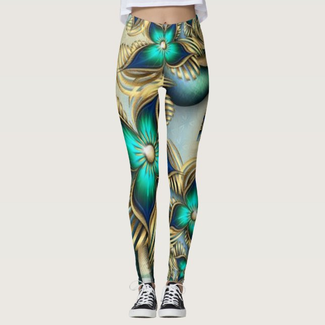 "Fractal Flower Power" Leggings (Framsida)