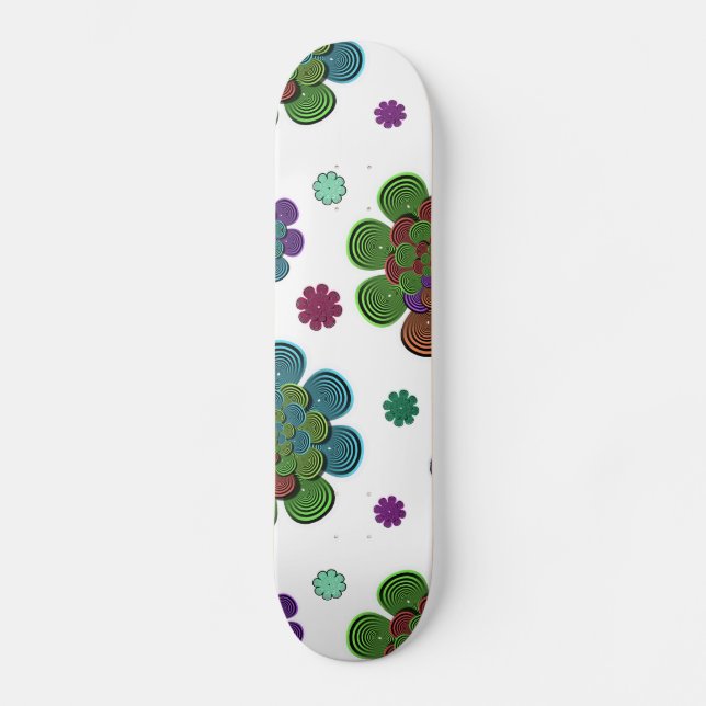 Fractal Flower Två Old School Skateboard Bräda 18 Cm (Framsida)