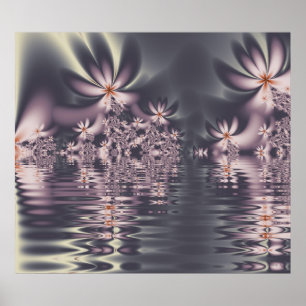 Fractal Flowers Clematis Sjö Poster