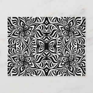 Fractal Flowers, svart och vitt Bläck Vykort