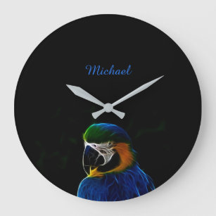 Fractal för digital blå papegoja stor klocka
