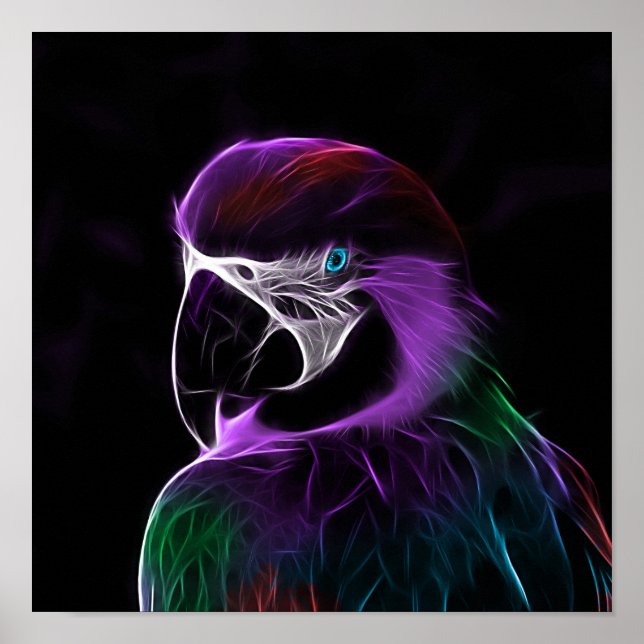 Fractal för digital lila parrot poster (Framsidan)