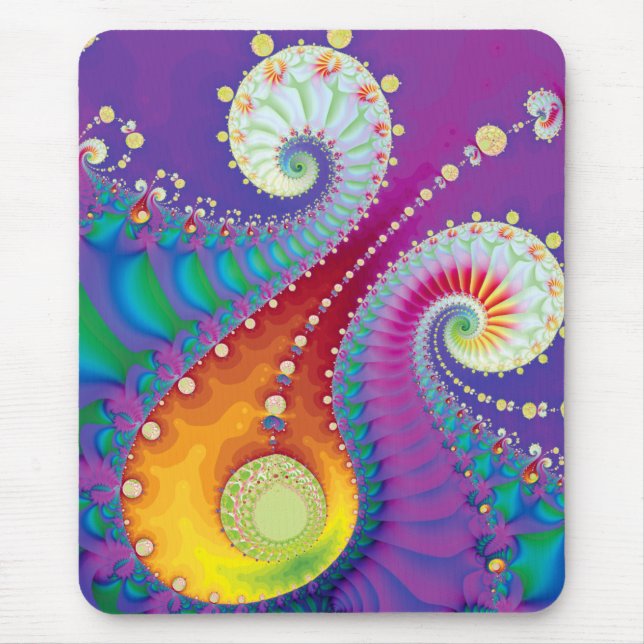 Fractal för multifärgadvårspiral musmatta (Framsidan)