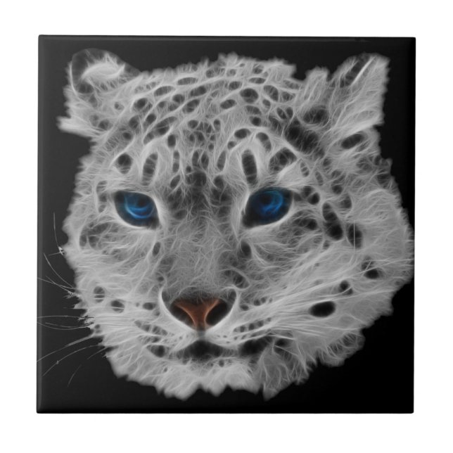 Fractal för snöLeopard Kakelplatta (Framsidan)