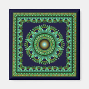 Fractal frambyggd färglös stjärna mandala magnet