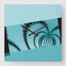 Fractal Garden azure Fyrkantig Klocka