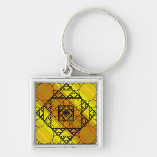 Fractal Geometry Keychain Fyrkantig Silverfärgad Nyckelring