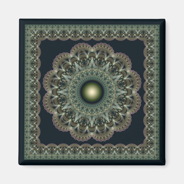 Fractal glansig kaleidoskopisk mönster-magnet magnet (Framsidan)