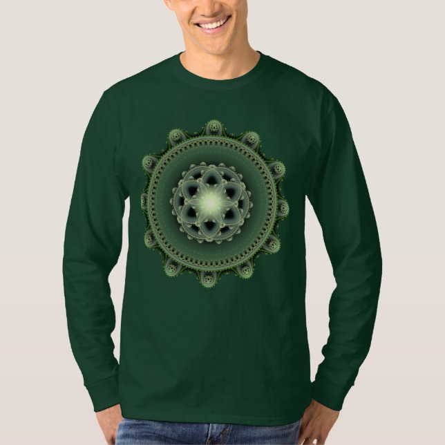 Fractal-glödande mystisk kall mönster t shirt (Framsida)